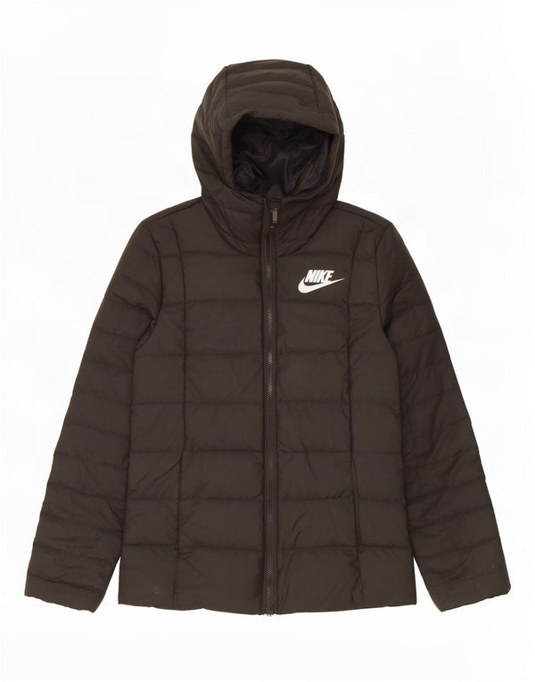 Nike Womens Hooded Padded Jacket UK 10 Small Black Polyester