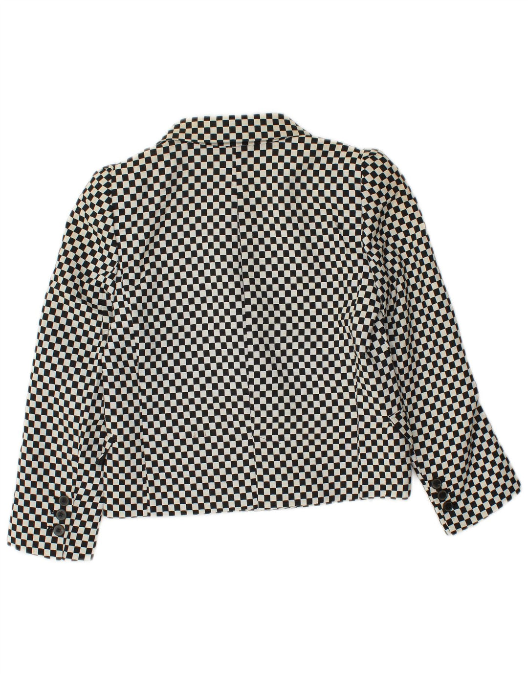 Zara Chaqueta tipo blazer corta con doble botonadura para mujer UK 6 XS Negro Geométrico