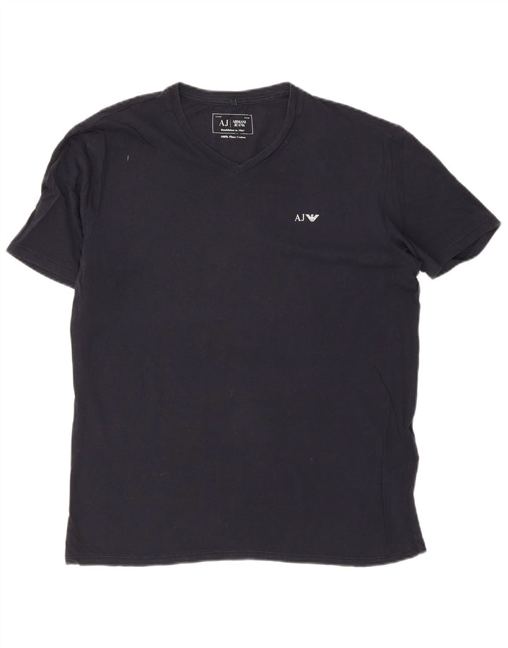 Armani Jeans Hombre Camiseta Top Grande Azul Marino Algodón