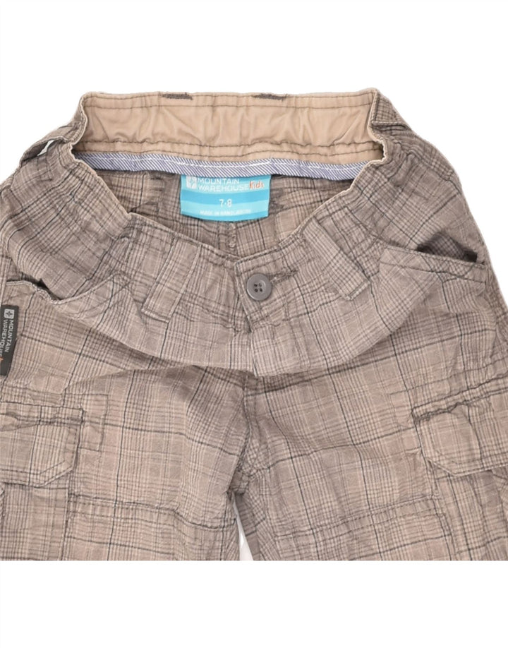 MOUNTAIN WAREHOUSE Pantalones cortos cargo para niños 7-8 años W22 Algodón a cuadros gris