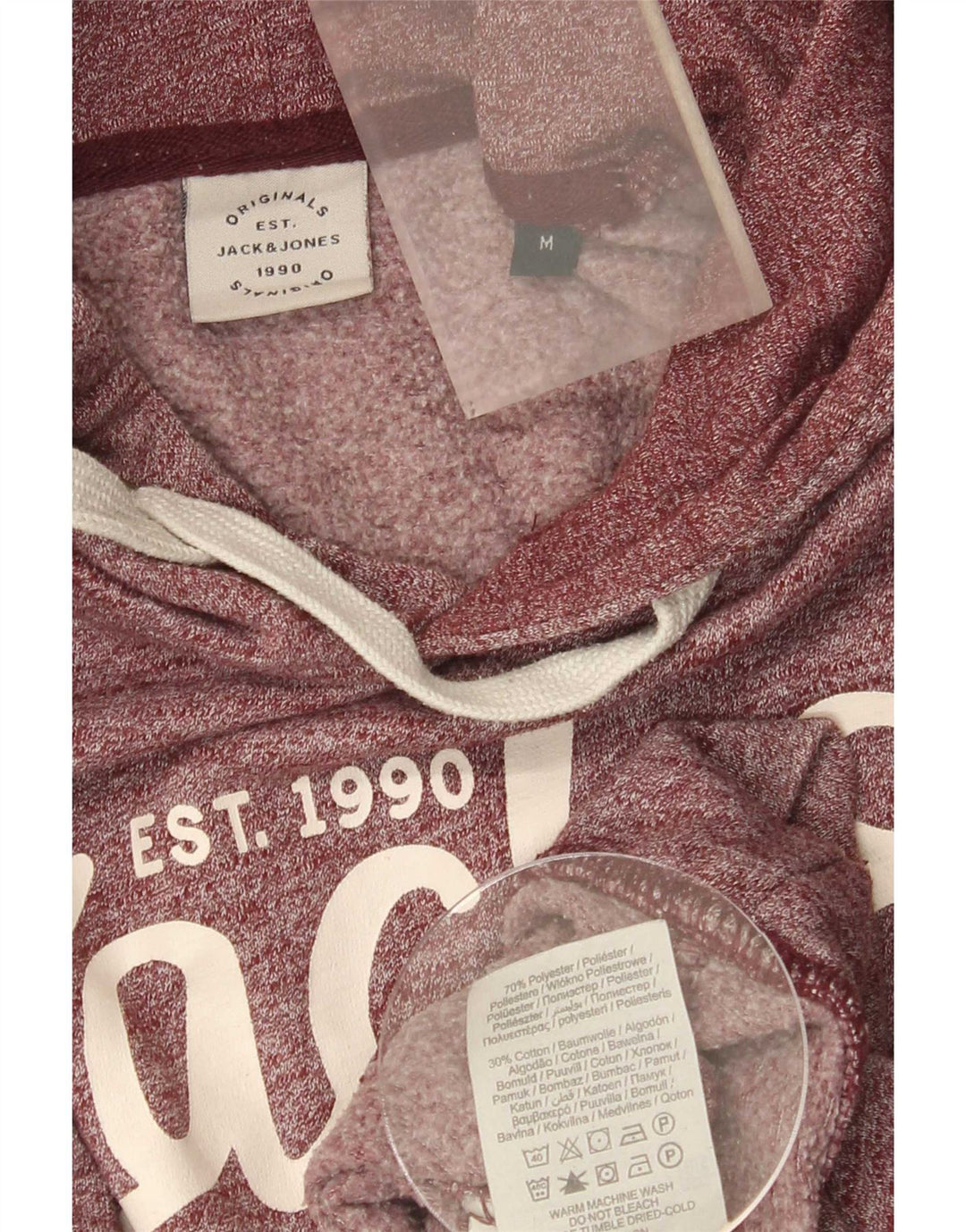 Jack & Jones Hombre Graphic Hoodie Jumper Medium Borgoña Moteado Poliéster