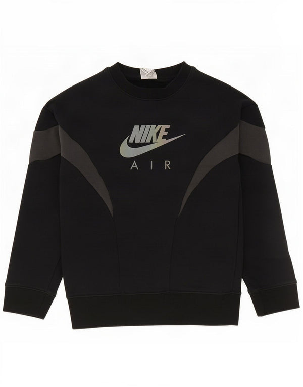 Nike Boys Graphic Sweatshirt Jumper 8-9 Years Small Black Colourblock