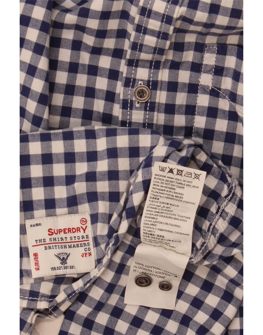 Camisa Superdry Hombre De Algodón A Cuadros Azul Medio