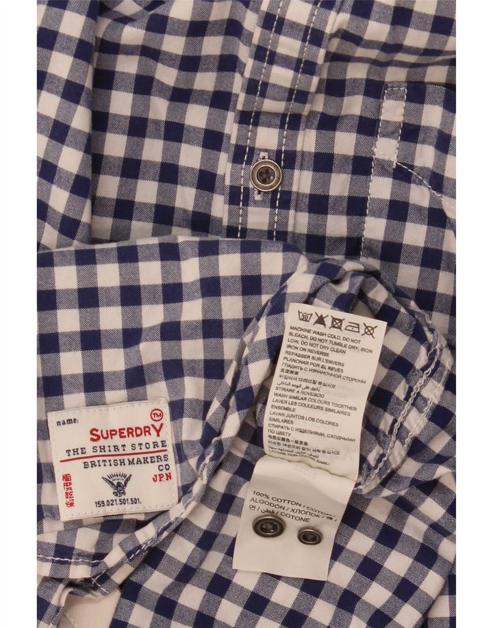 Camisa Superdry Hombre De Algodón A Cuadros Azul Medio