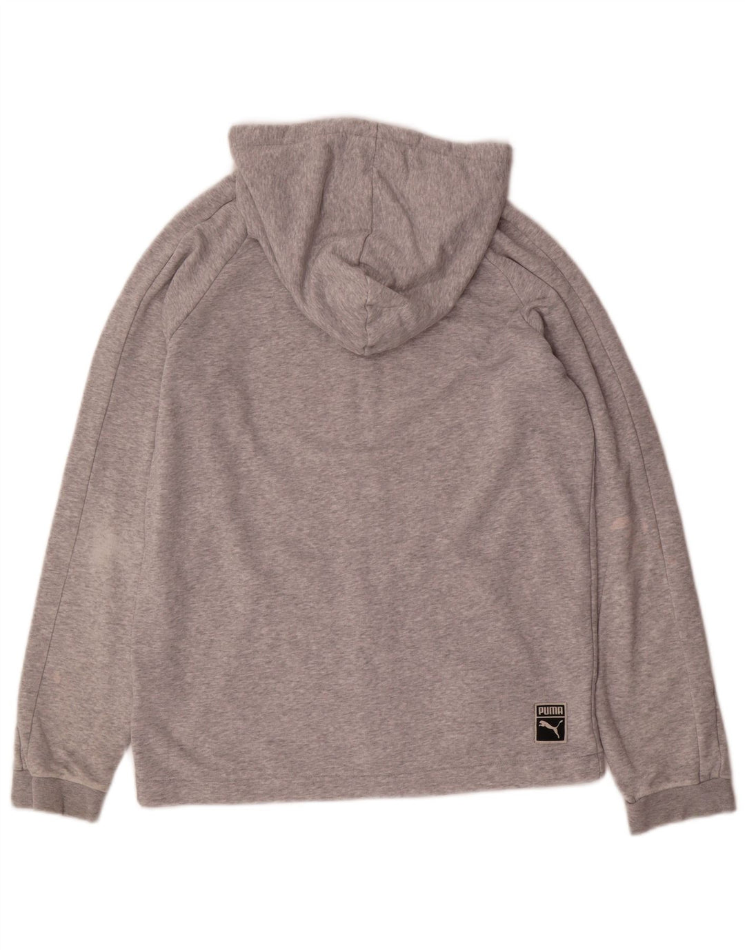 Puma Sudadera con capucha y cremallera para hombre, talla pequeña, algodón moteado gris