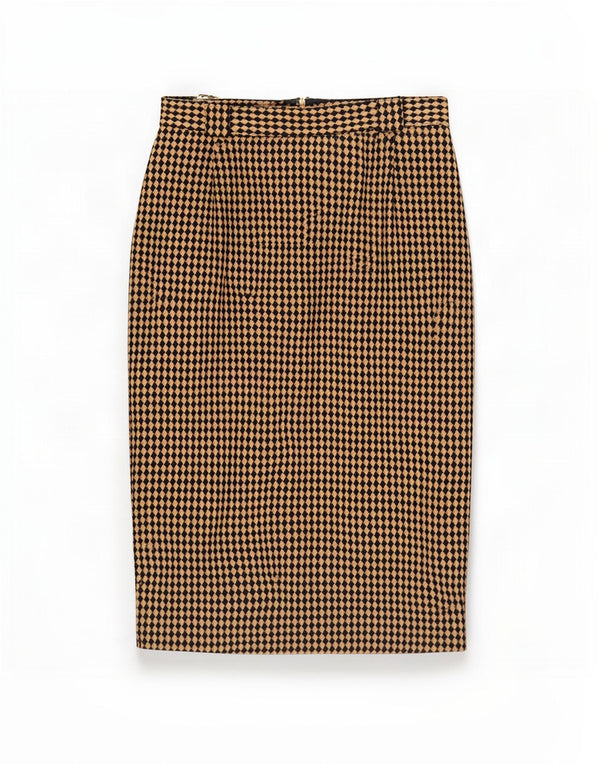 Falda lápiz para mujer Michael H UK 12 Medium W26 Beige Argyle/Lana de diamante