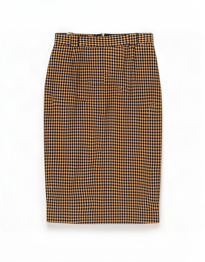 Falda lápiz para mujer Michael H UK 12 Medium W26 Beige Argyle/Lana de diamante