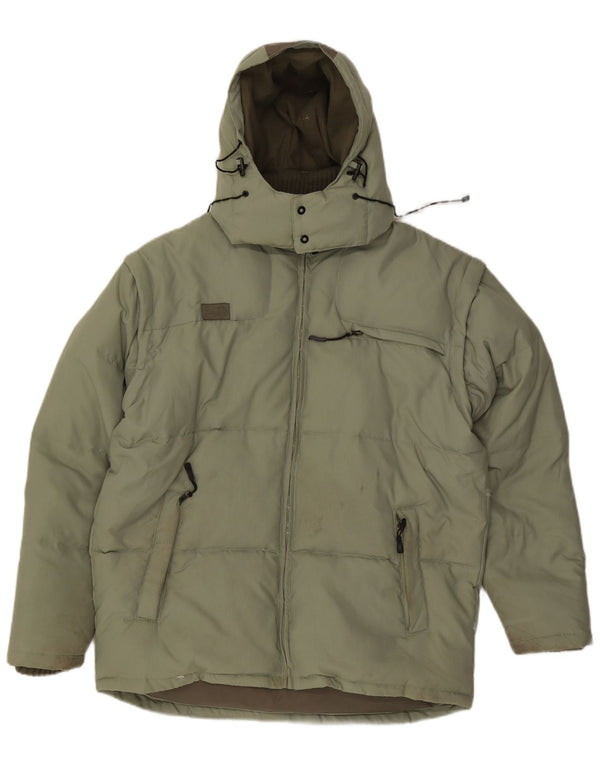 Fila Chaqueta acolchada con capucha para hombre UK 40 Large Verde Colorblock Poliéster