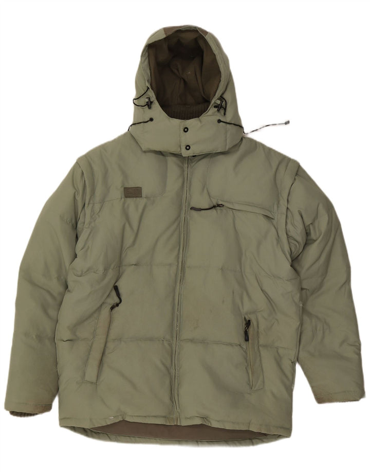 Fila Chaqueta acolchada con capucha para hombre UK 40 Large Verde Colorblock Poliéster