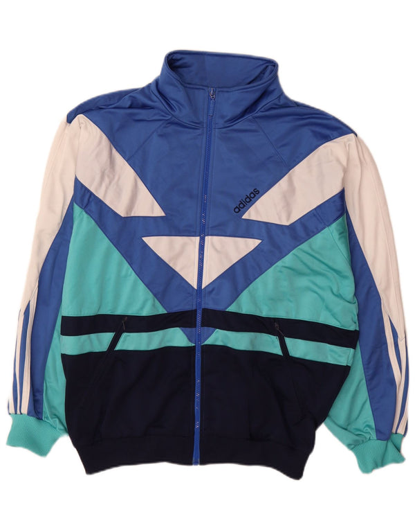 Adidas Mens Tracksuit Top Jacket UK 40/42 Medium Blue Colourblock Polyester