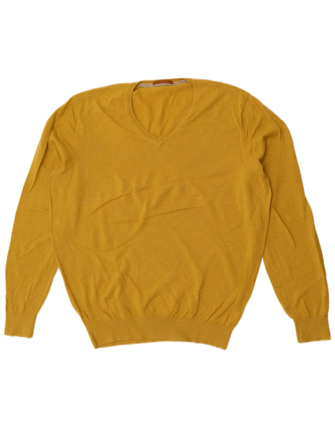 Massimo Dutti Jersey Con Cuello En V Hombre Large Amarillo Algodón