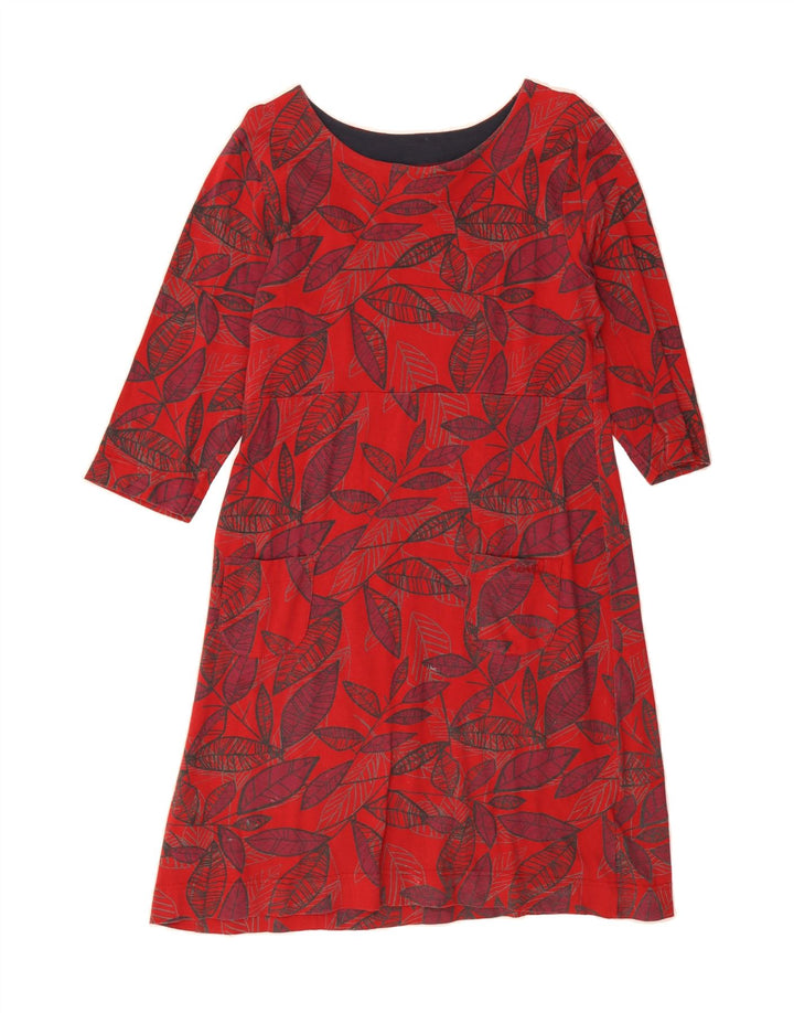 WEIRD FISH Womens Abstract Pattern A-Line Dress UK 12 Medium  Red Cotton Vintage Weird Fish and Second-Hand Weird Fish from Messina Hembry 