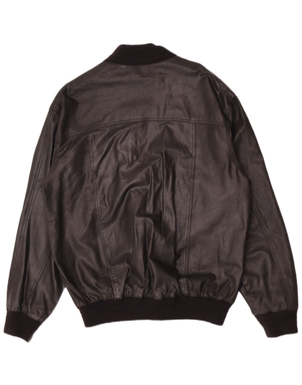 Chaqueta de cuero vintage para hombre IT 58 4XL Negro