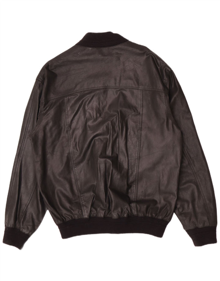 Chaqueta de cuero vintage para hombre IT 58 4XL Negro