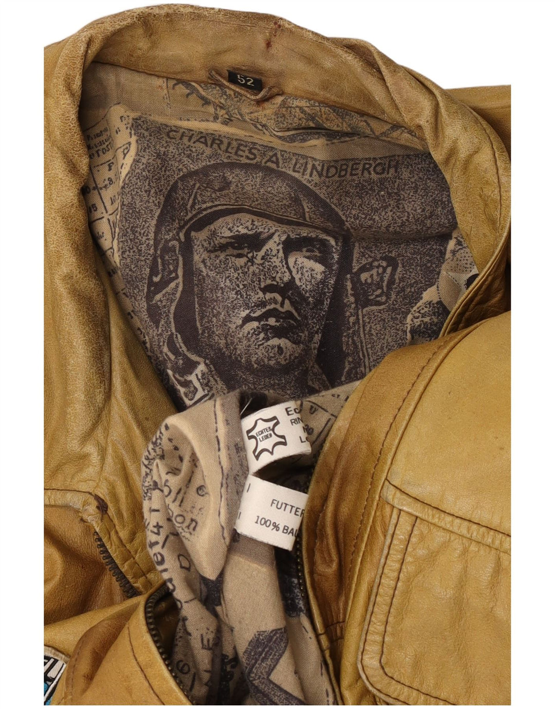 Charles A Lindbergh Chaqueta de aviador de vuelo para hombre EU 52 XL Beige