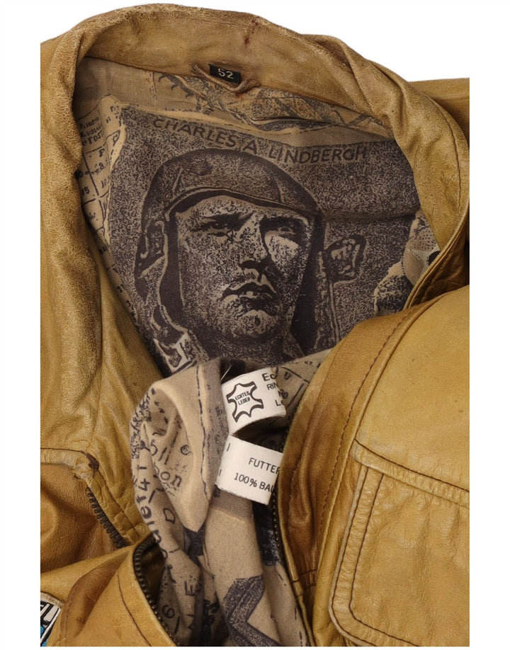 Charles A Lindbergh Chaqueta de aviador de vuelo para hombre EU 52 XL Beige