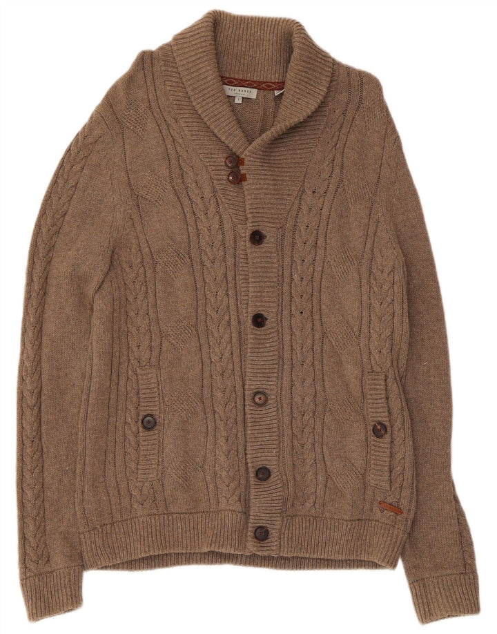 Ted Baker - Cárdigan para hombre, talla 4, algodón marrón grande