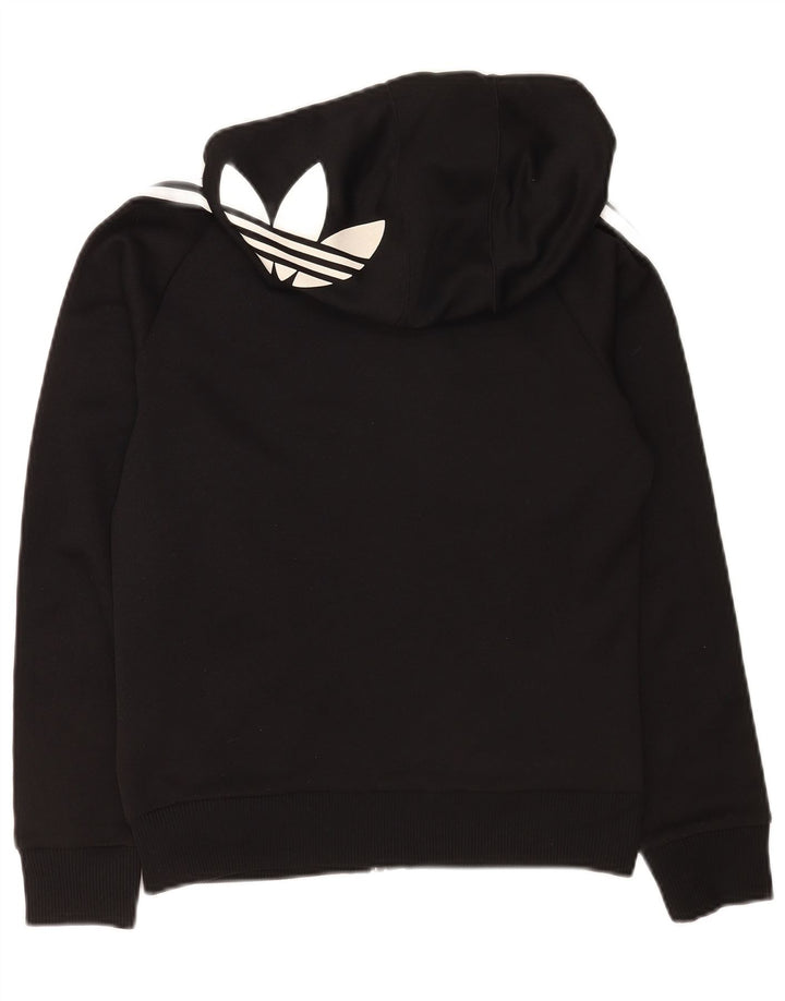 Adidas - Sudadera con capucha para mujer con cremallera gráfica, talla 40, poliéster negro mediano