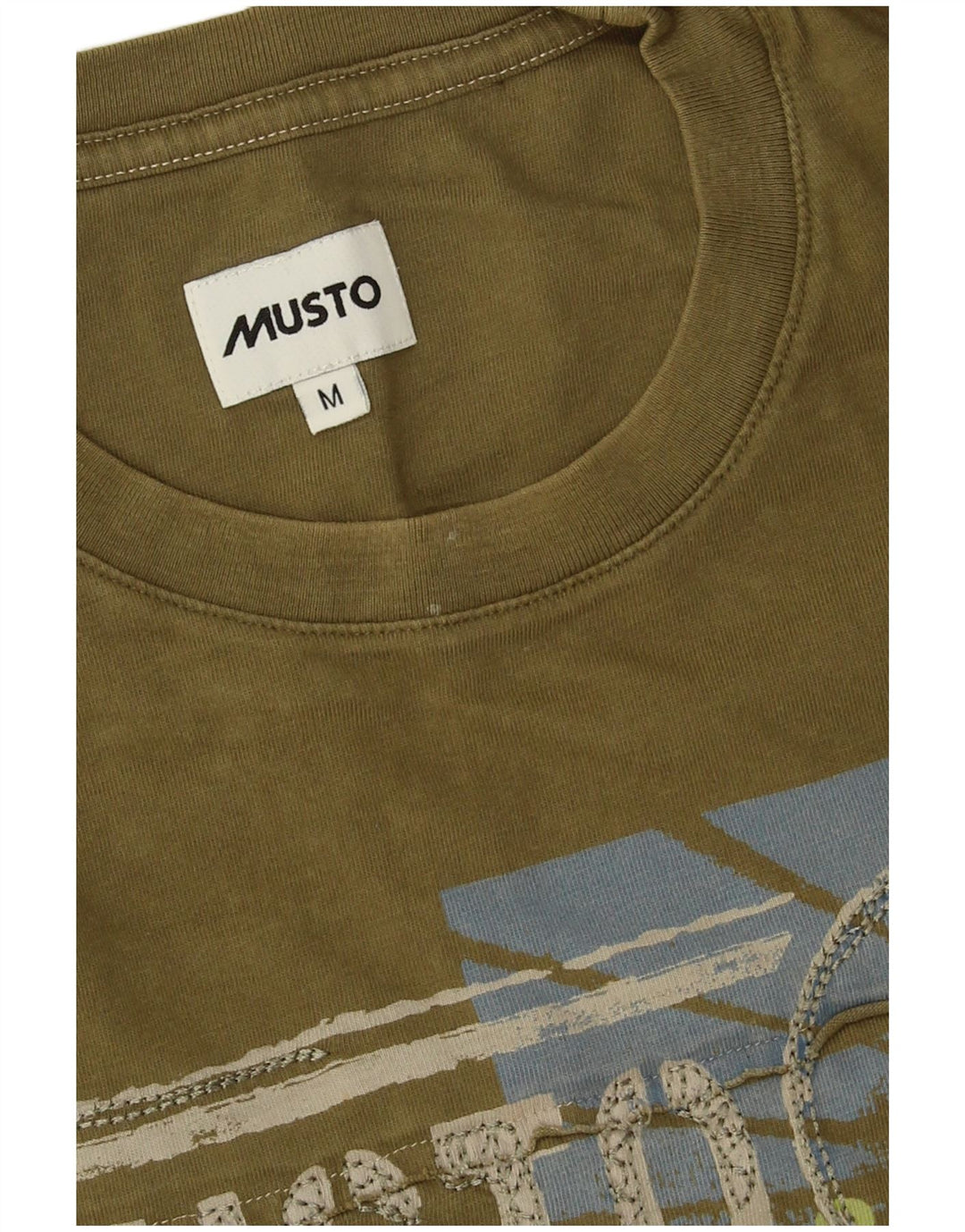 Musto Camiseta Gráfica Para Hombre Top Algodón Caqui Mediano