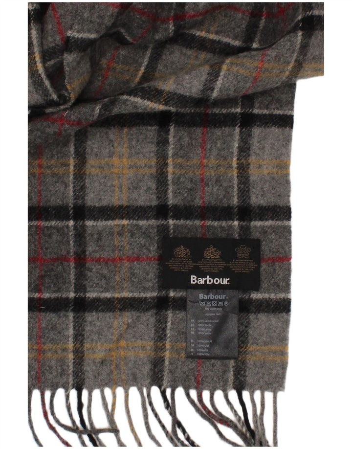 Barbour Bufanda rectangular para hombre talla única gris a cuadros de lana de cordero clásica
