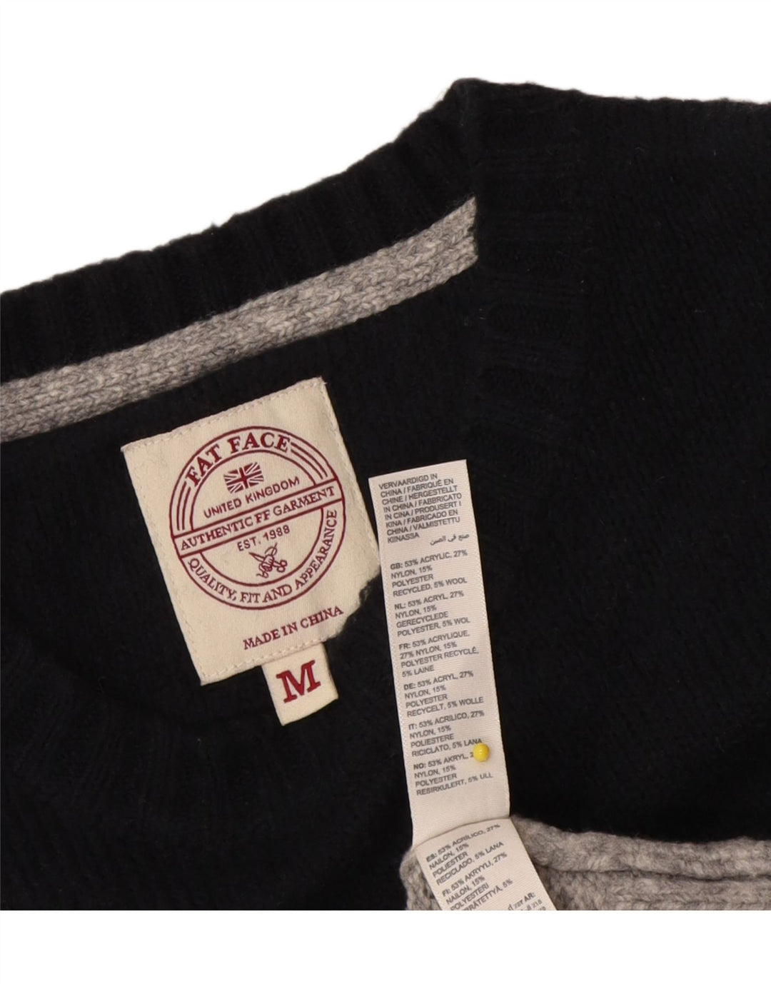 Jersey de punto con cuello redondo para hombre de Fat Face Acrílico color block en negro mediano