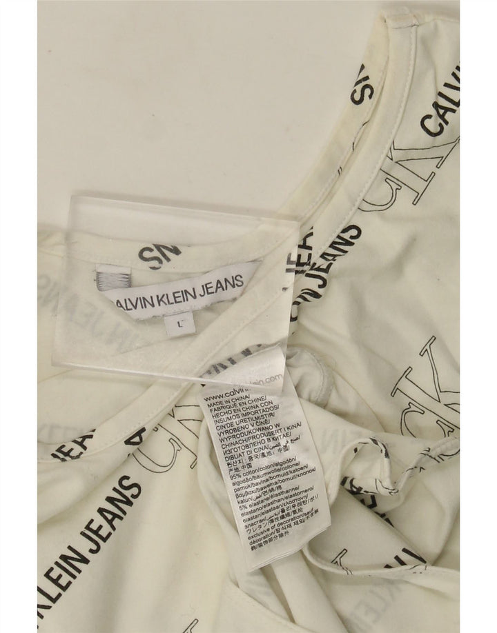 CALVIN KLEIN JEANS Body gráfico sin mangas para mujer UK 44 Grande Blanco