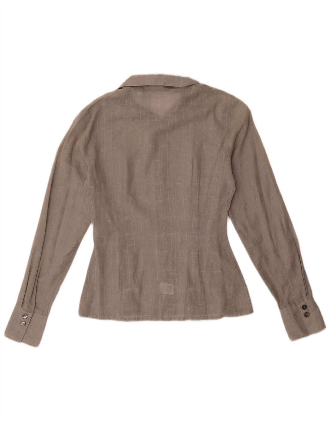 Vintage mujer camisa Reino Unido 10 pequeño gris comprobar algodón