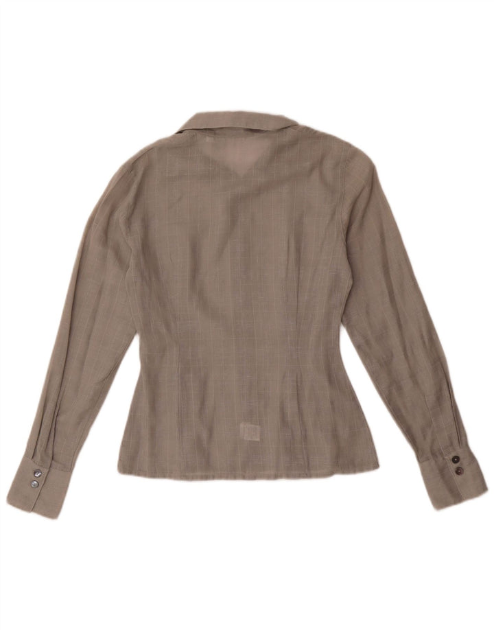 Vintage mujer camisa Reino Unido 10 pequeño gris comprobar algodón