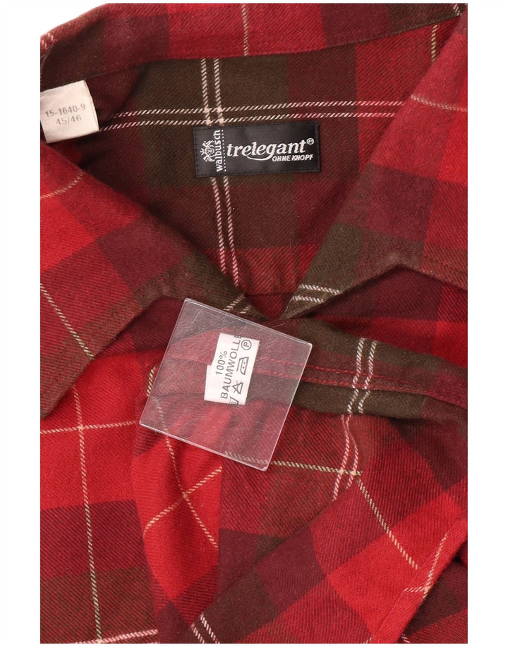 Walbusch Camisa de Franela para Hombre Talla 45/46 XL Rojo Cuadros Algodón Clásico
