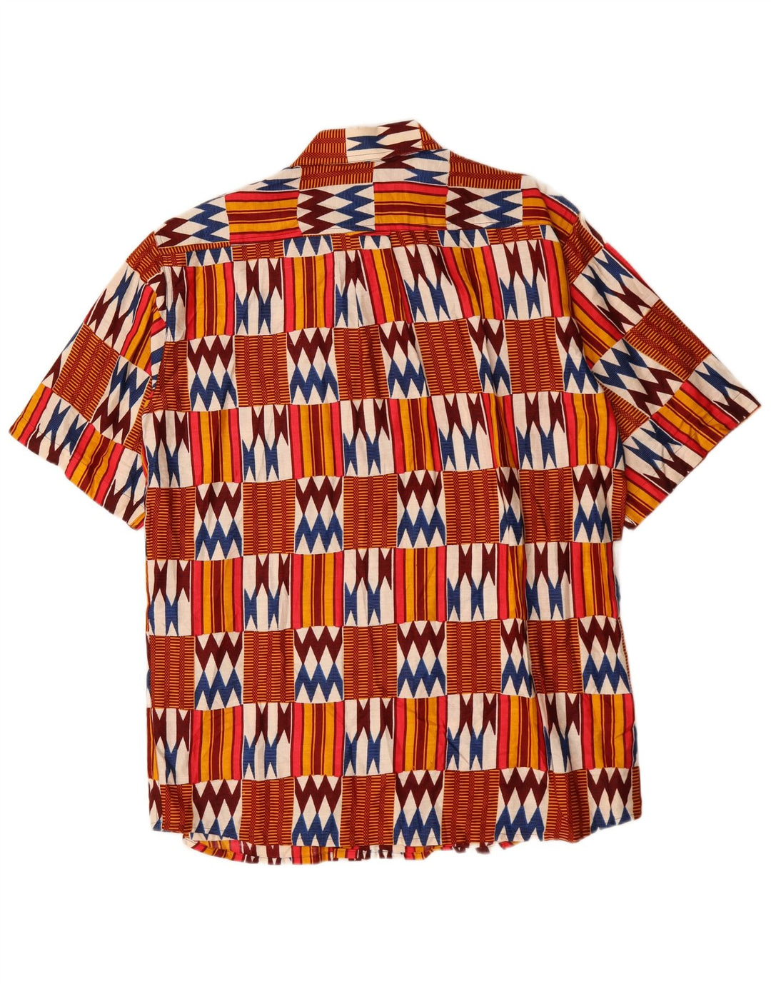 Vintage hombres camisa de manga corta grande multicolor geométrico