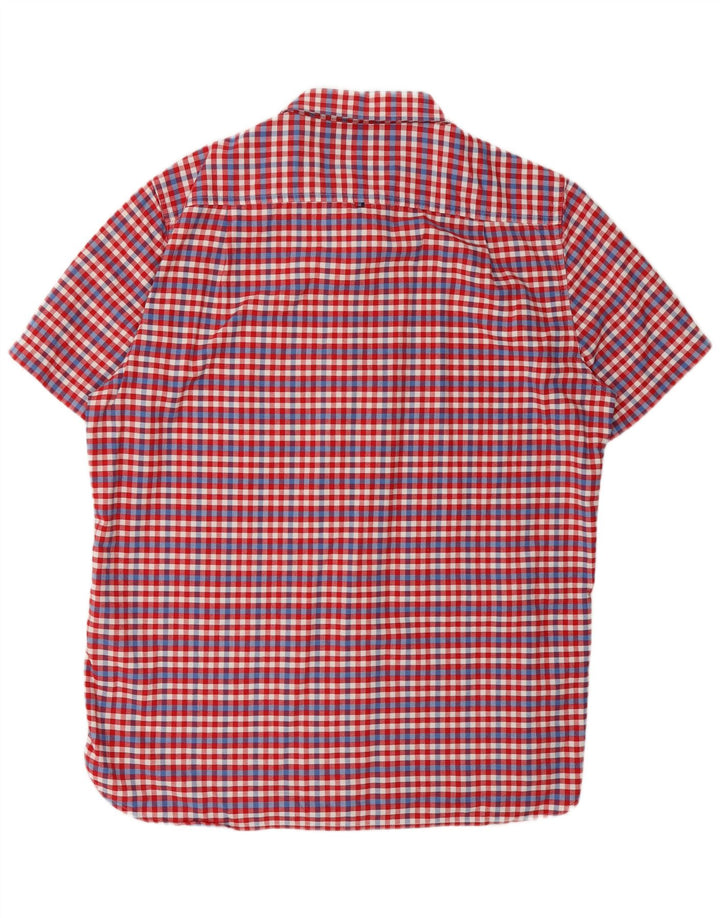 SUPERDRY Camisa de manga corta para hombre 2XL Algodón a cuadros rojos