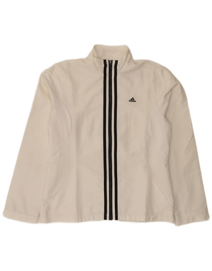 Adidas - Chaqueta de chándal para mujer, talla 40, poliéster blanco mediano