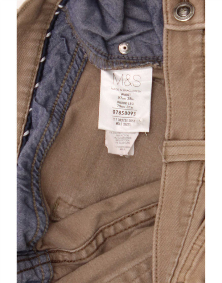 Marks & Spencer Vaqueros rectos para hombre W38 L31 Algodón marrón