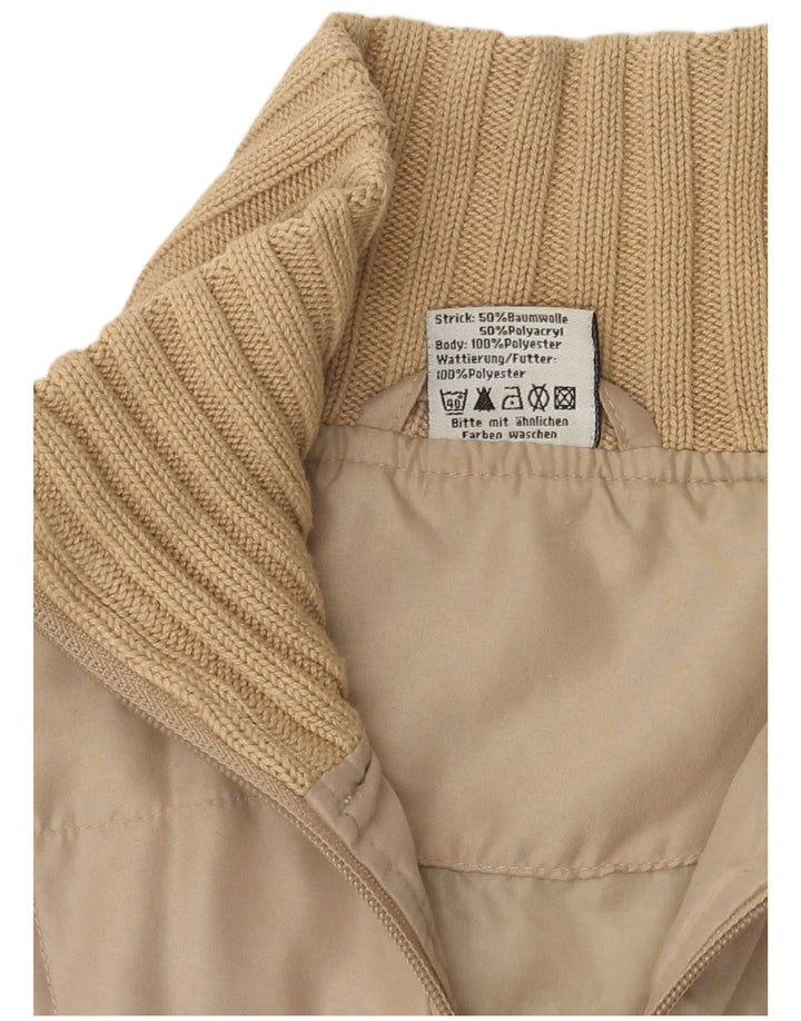 Vintage mujer bomber chaqueta EU 36 pequeño poliéster beige