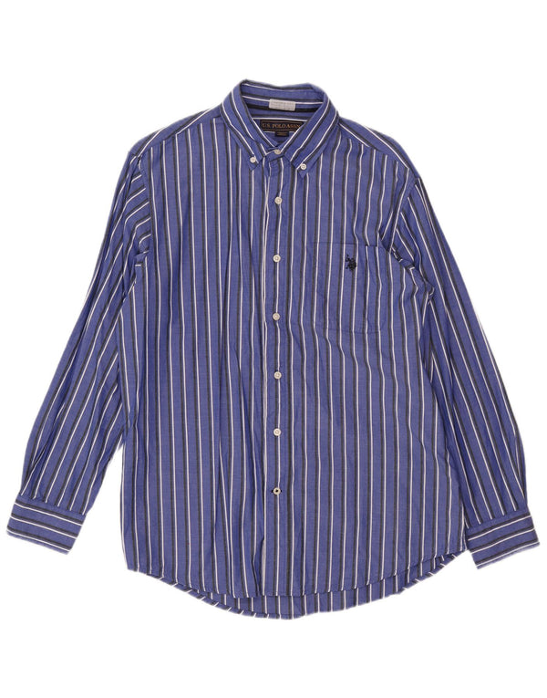 ASSN DE POLO DE EE. UU. Camisa Hombre Algodón Rayas Azul Medio