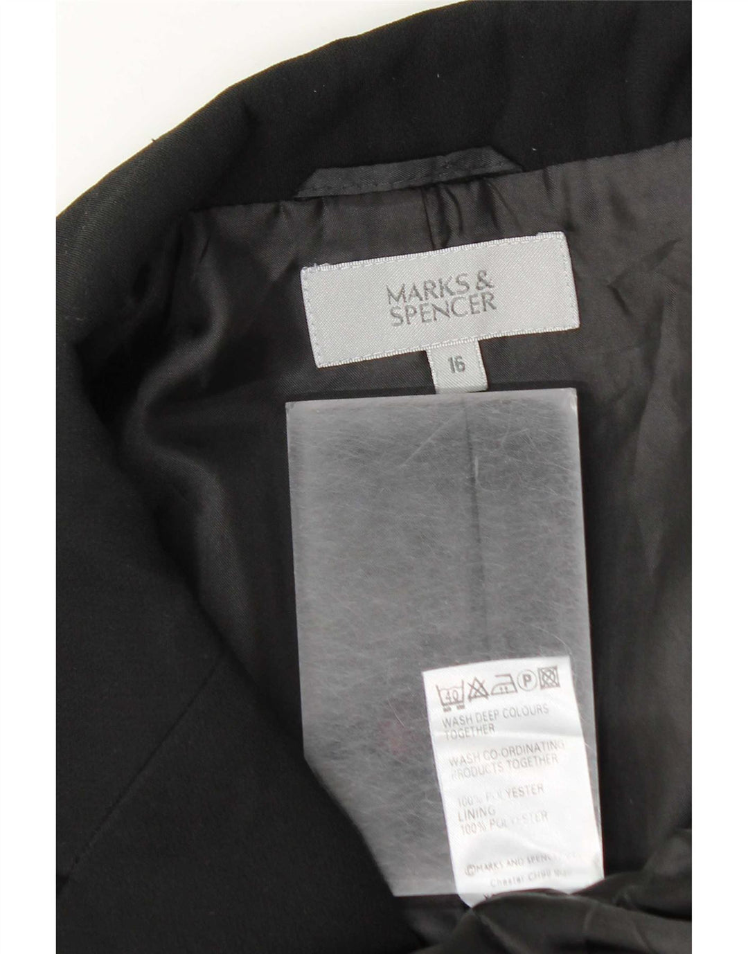 Marks & Spencer Chaqueta tipo blazer de 2 botones para mujer UK 46 Grande Poliéster negro