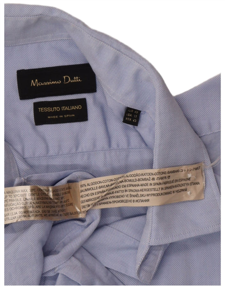 Camisa Massimo Dutti Hombre Talla 43 17 Grande Azul Algodón