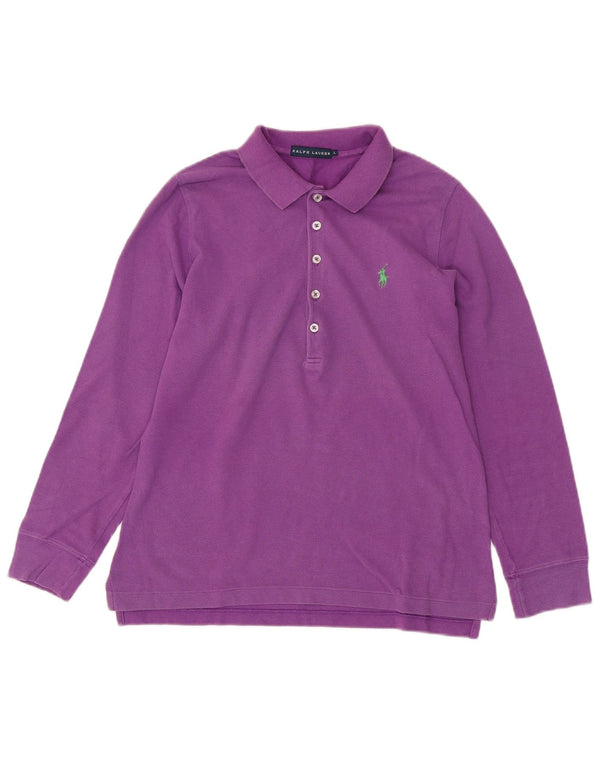 RALPH LAUREN Polo de manga larga para mujer UK 46 Algodón morado grande