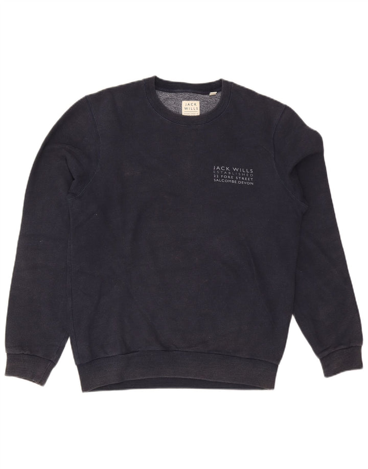 Jack Wills Hombre Sudadera Gráfica Jumper Medium Azul Marino Algodón