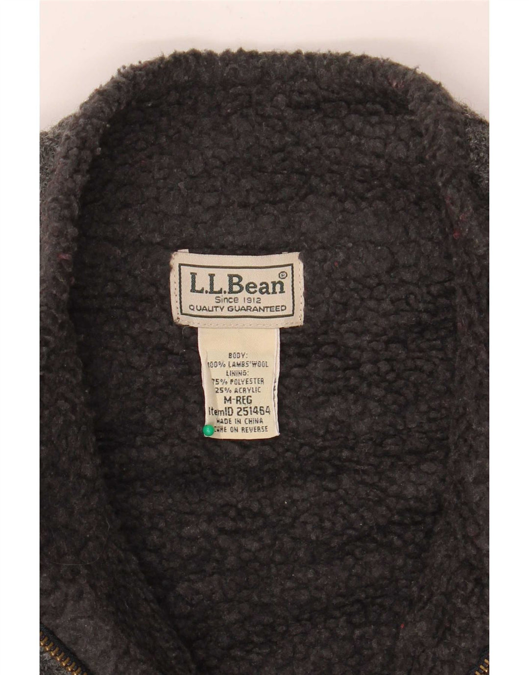 L.L.Bean Suéter tipo cárdigan Sherpa para hombre de lana de cordero gris medio