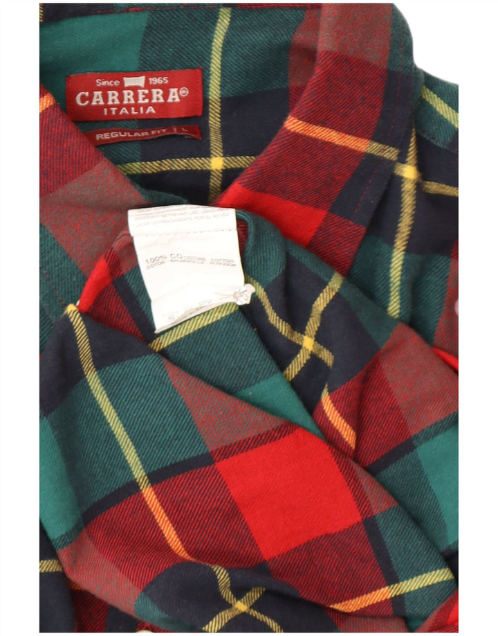 Camisa Carrera Hombre Grande Cuadros Multicolor Algodón