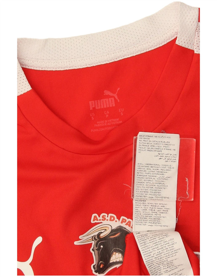 Puma Camiseta gráfica del AC Milan para hombre Top pequeño rojo color block Poliéster