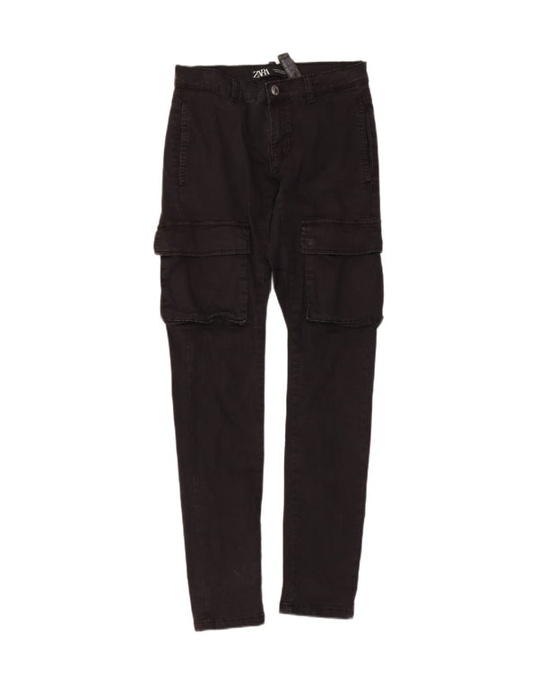 Zara Hombre Pantalones Cargo Slim EU 36 XS W29 L31 Algodón Negro