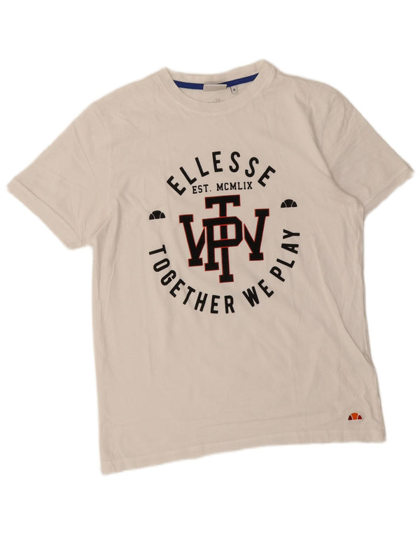 Ellesse Camiseta gráfica para mujer Top UK 44 Medium White Cotton