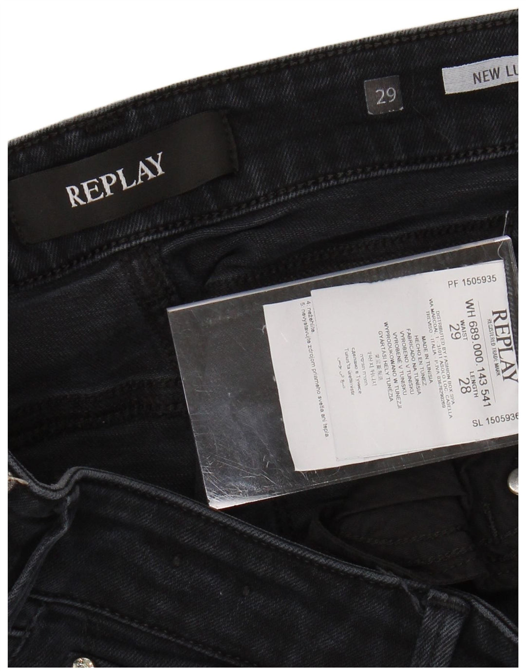 REPLAY Vaqueros ajustados New Luz para mujer W29 L28 Algodón negro