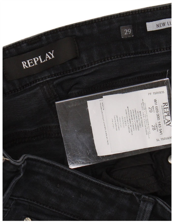 REPLAY Vaqueros ajustados New Luz para mujer W29 L28 Algodón negro