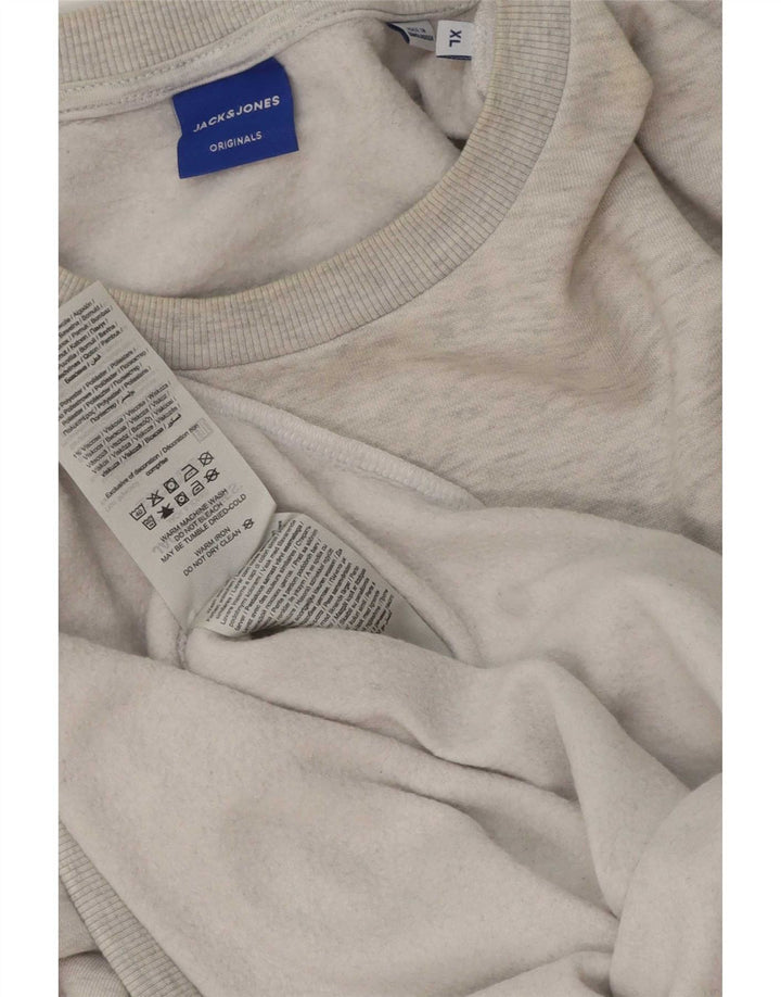 Jack & Jones Hombre Sudadera Gráfica Jumper XL Algodón Moteado Gris