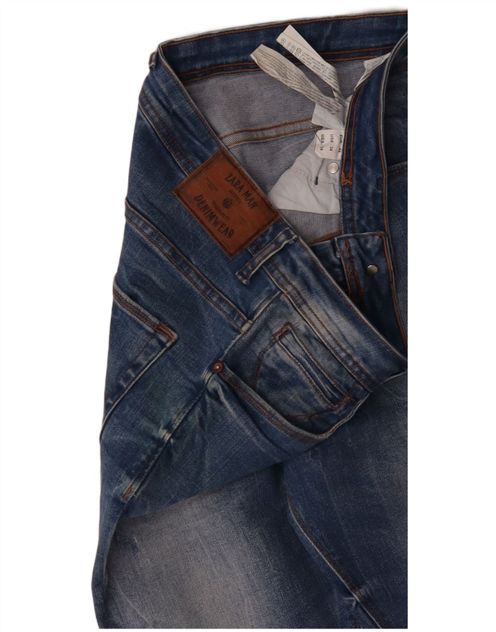 ZARA Vaqueros Slim para Hombre EU 44 Large W34 L31 Algodón Azul