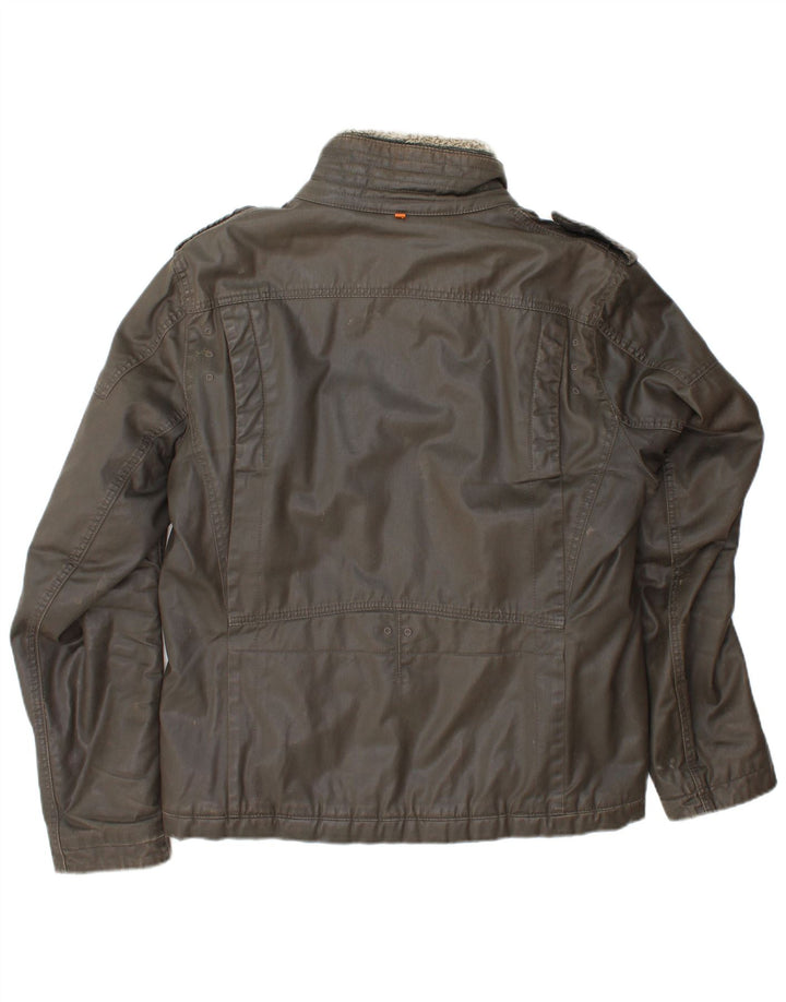 HUGO BOSS Chaqueta militar para hombre IT 50 Large Algodón marrón