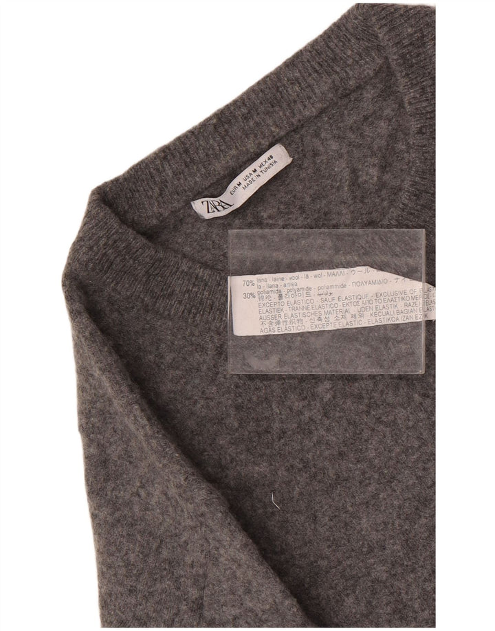 Zara Hombre Jersey De Cuello Redondo De Lana Moteada Gris Medio